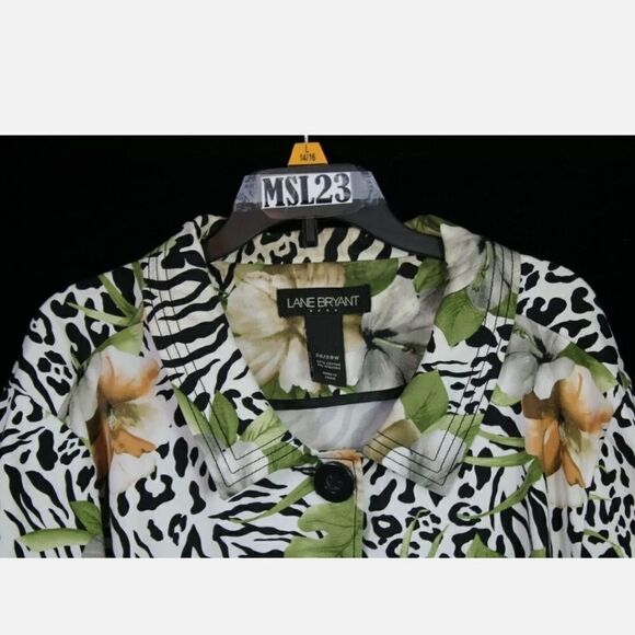 LANE BRYANT LEOPARD FLORAL PRINT JACKET PLUS SZ 26/28W MULTICOLORED - Picture 7 of 8